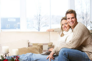 Happy couple Seating on sofa